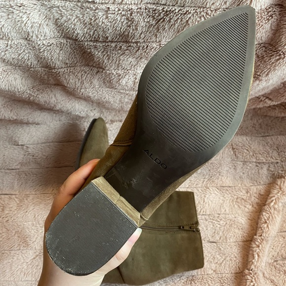 Aldo suede heeled boots. Fralissi. Size 10. Olive green/brown. - Picture 5 of 6